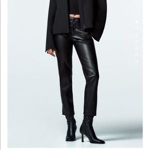 Zara Black Faux leather ankle pants
